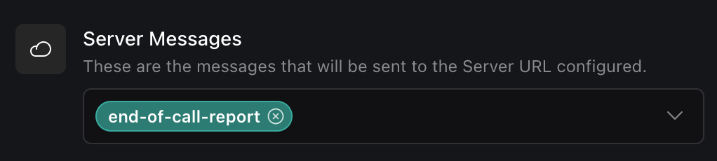 Vapi ServerMessages setting