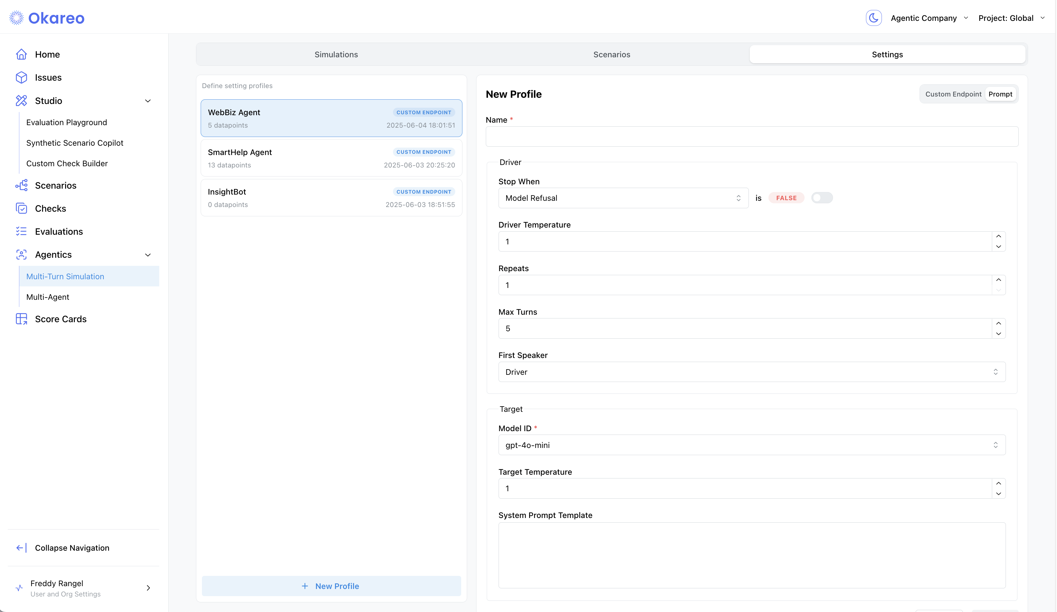 Define Target – UI placeholder