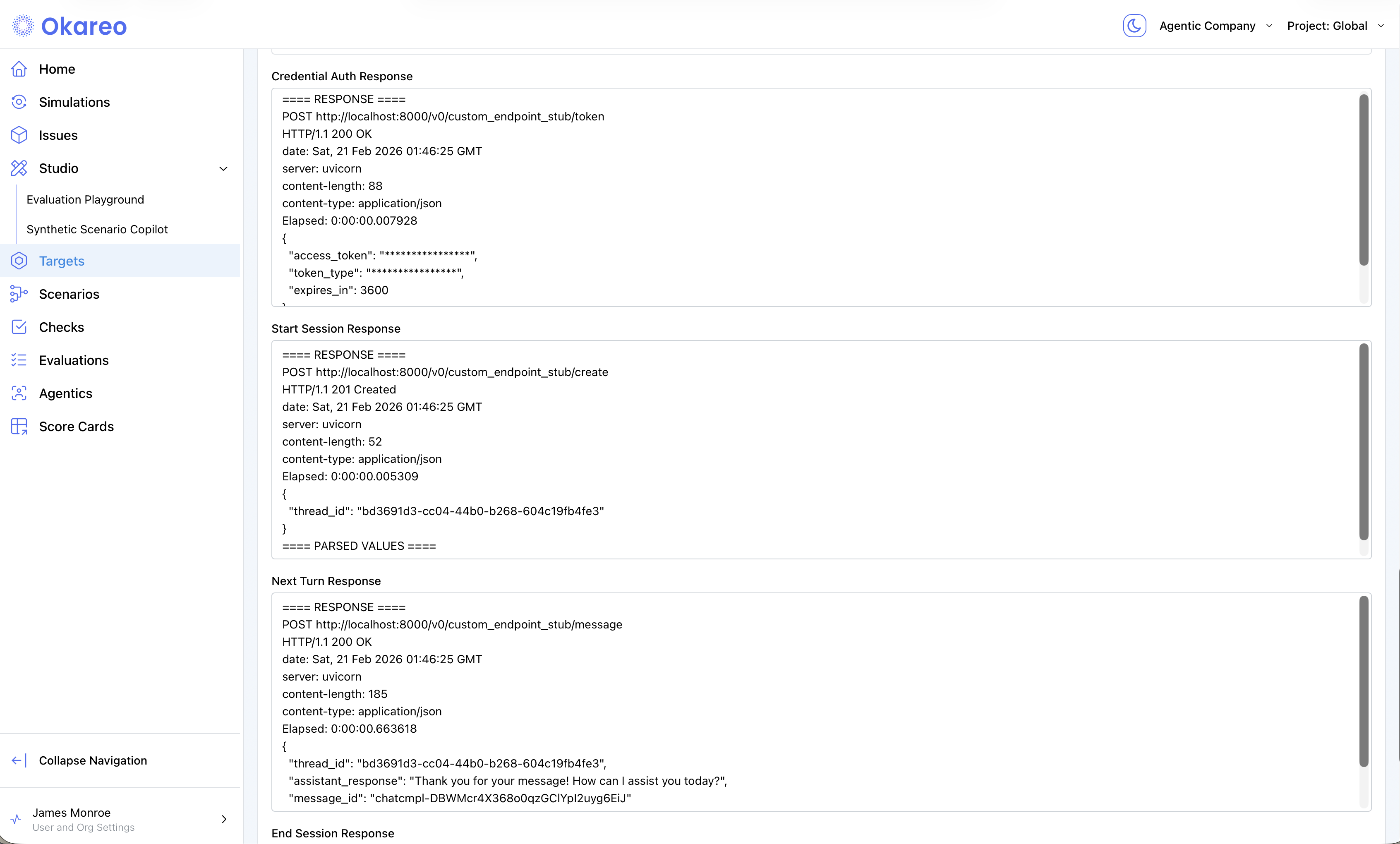 Test Calls Auth Response